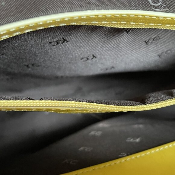 Kenneth Cole Yellow Leather & Canvas Tote - Vintage - Picture 9 of 13